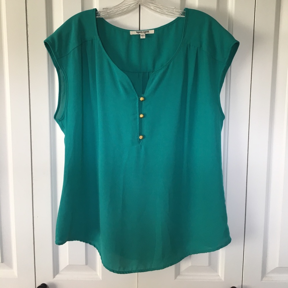 Daniel Rainn teal cap sleeve Blouse